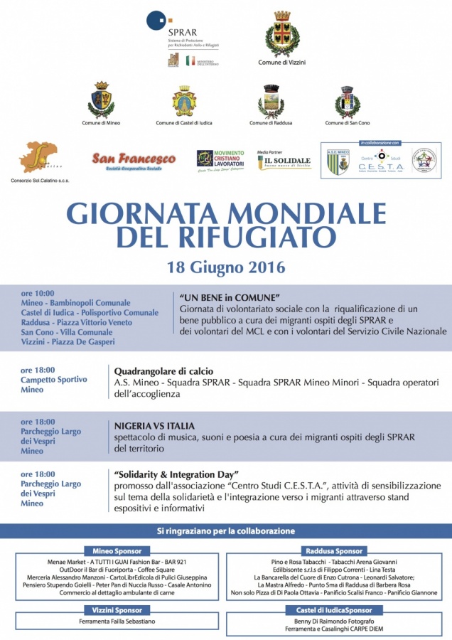 GIORNATA MONDIALE DEL RIFUGIATO, COMUNITA’ APERTE E SOLIDALI PER UN FUTURO CONDIVISO