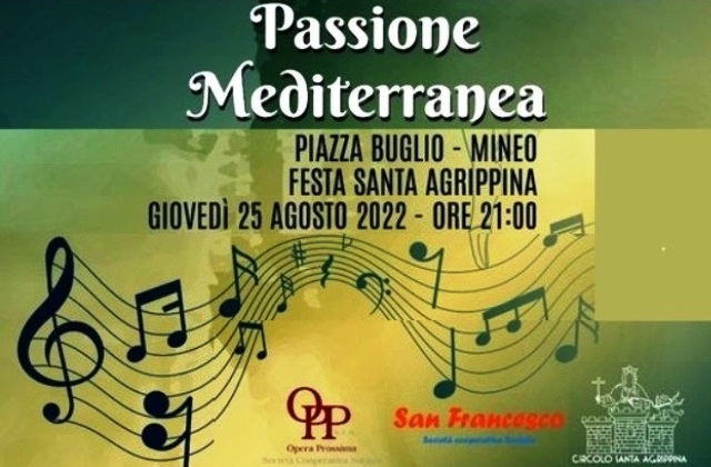 Mineo. Stasera concerto in piazza Buglio, con la "Passione Mediterranea" di ''Opera Prossima' , 'San Francesco' e del Circolo 'Sant'Agrippina'