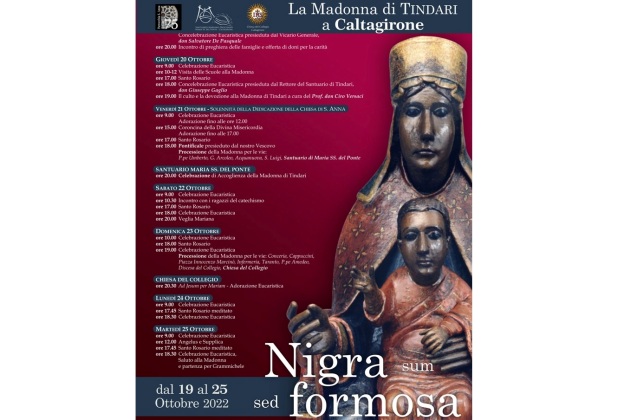 Il simulacro della Madonna nera di Tindari a Caltagirone fino a domani, martedì 25 ottobre