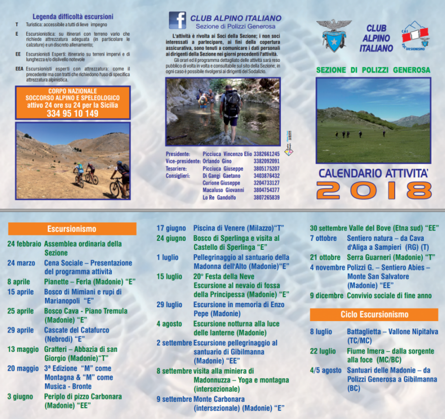 CAI, una storia che continua. La sezione di Polizzi Generosa presenta il calendario dell'attività 2018 !