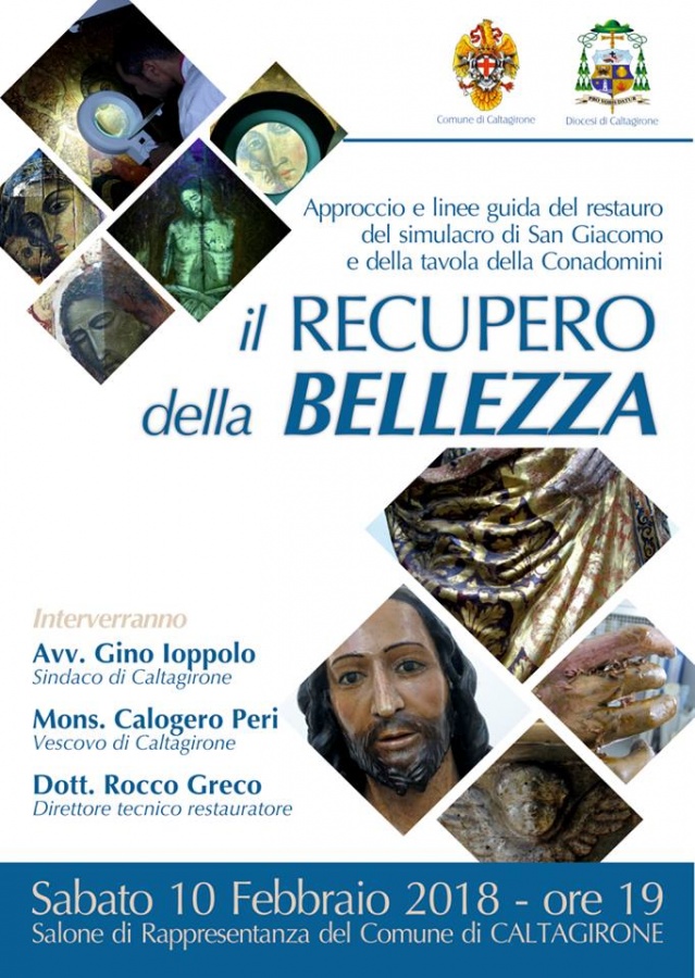 Caltagirone - "Il recupero della Bellezza" - Approccio e linee guida del restauro del simulacro di San Giacomo e della tavola della Conadomini