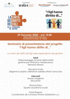 SEMINARIO DI PRESENTAZIONE DEL PROGETTO "I FIGLI HANNO DIRITTO DI..." - LA CARTA DEI DIRITTI DEI FIGLI NELLA SEPARAZIONE DEI GENITORI