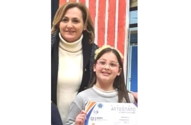 Niscemi. L’alunna della 'primaria' Giulia Cunsolo dell’Istituto comprensivo “G. Verga”, terza classificata alla fase provinciale dei giochi matematici e qualificata alla fase regionale