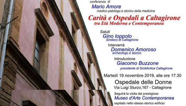 Conferenza su “Carità e ospedali a Caltagirone, tra Età moderna e contemporanea”, martedì 19