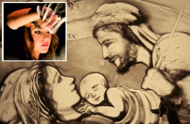 A Raddusa la "Natività" dell’artista ennese Stefania Bruno creata con la sua “Sand Art"