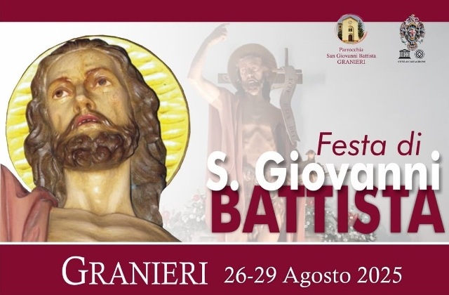 Nel borgo di Granieri, frazione di Caltagirone, da martedì 26 a venerdì 29 agosto la festa in onore del patrono, San Giovanni Battista