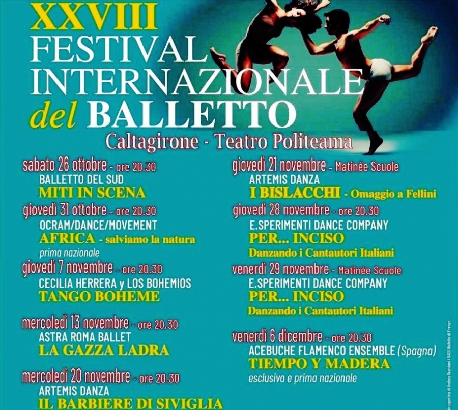 A Caltagirone e ad Avola il 28° Festival internazionale del Balletto, con 7 spettacoli serali e 2 mattutini