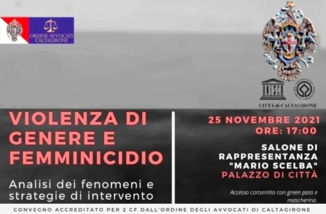 Giornata internazionale eliminazione violenza contro donne: giovedì 25 novembre, convegno sul tema: “Violenza di genere  e femminicidio”