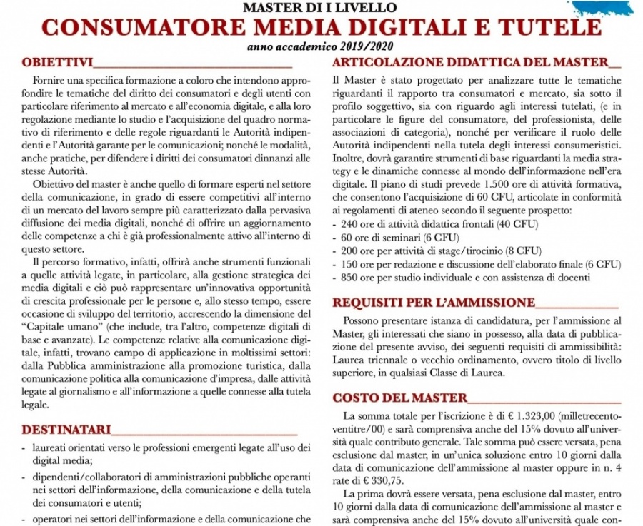Gli esperti di Federconsumatori Sicilia al Master "Consumatore, Media Digitali e Tutele"