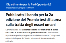 Pubblicato il bando per il secondo Premio tesi di laurea sulla "tratta degli esseri umani"