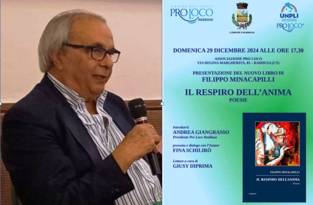 Raddusa. "Il Respiro dell'Anima" è il titolo del nuovo libro di poesie di Filippo Minacapilli