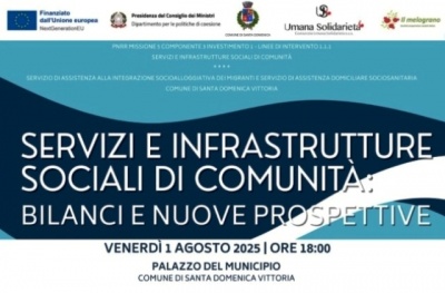 Servizi e infrastrutture sociali di comunità: a Santa Domenica Vittoria, venerdì 1 agosto, un confronto sui progetti PNRR