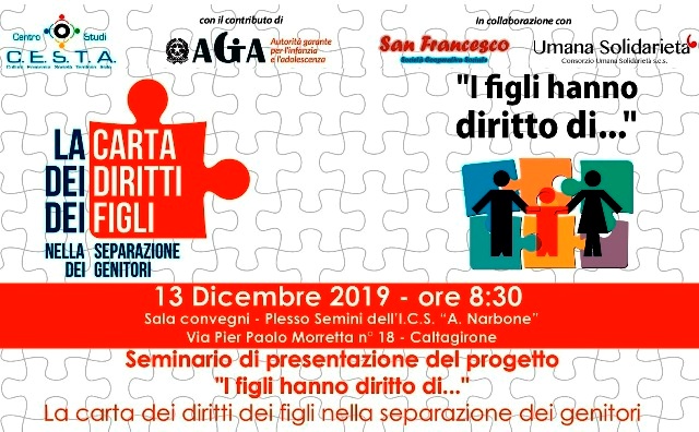 Anche a Caltagirone il progetto "I figli hanno diritto di..." nella separazione dei genitori