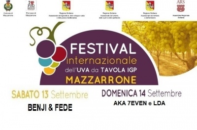 Mazzarrone: stasera Benji & Fede e domani Aka 7even e LDA, al XVII Festival Internazionale Uva da Tavola IGP. Stasera anche il XVII Premio “Grappolo d’Oro”
