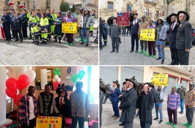 Mineo. I minori del SAI "Vizzini MSNA" alla manifestazione dell'Associazione Nazionale Bersaglieri a cui è stata consegnata la medaglia d'Argento al V.M. del bersagliere menenino Cap.le Giovanni Tamburino