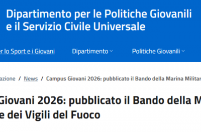 Campus Giovani 2026: pubblicato il Bando della Marina Militare e del Corpo Nazionale dei VdF