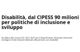Disabilità, dal CIPESS 90 milioni di euro per politiche di inclusione e sviluppo