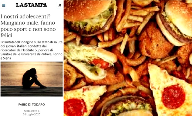 La Stampa: I nostri adolescenti? Mangiano male, fanno poco sport e non sono felici