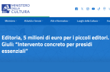 MiC. Editoria, 5 milioni di euro per i piccoli editori. Giuli: “Intervento concreto per presidi essenziali”