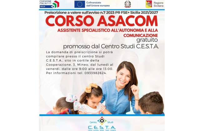 Formazione professionale: il Centro Studi C.E.S.T.A. promuove Corso ASACOM gratuito
