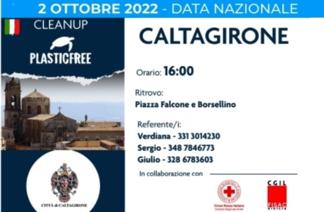Plastic Free, domenica 2 ottobre, alle 16, con il Comune di Caltagirone per ripulire dai rifiuti il piccolo parco alle spalle del Palazzo di Giustizia