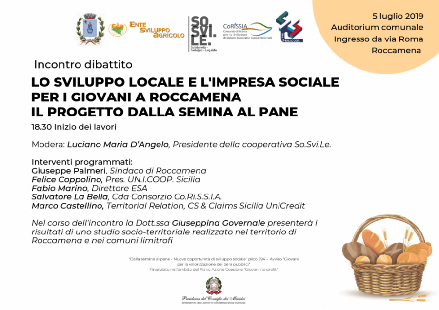 DIBATTITO SU AGRICOLTURA SOCIALE E OCCUPAZIONE GIOVANILE, A ROCCAMENA, IN PROVINCIA DI PALERMO: NEL PROGETTO “DALLA SEMINA AL PANE. NUOVE OPPORTUNITÀ DI SVILUPPO SOCIALE”, ANCHE I MIGRANTI OSPITI DELLO SPRAR 