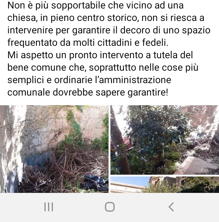 Perchè solo dopo un post su facebook, a Mineo è stata fatta la scerbatura di largo San Pietro?