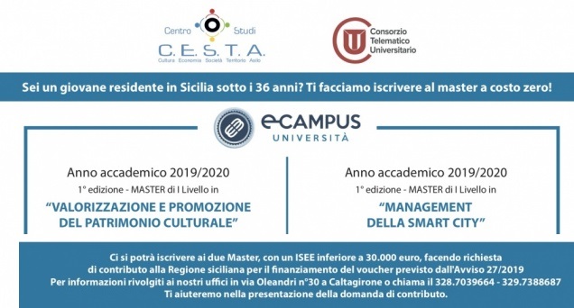Il Centro Studi C.E.S.T.A. e il Consorzio Telematico Univeritario promuovono dei master universitari di I livello