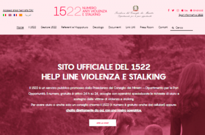 NON SEI SOLA - 1522: Numero anti violenza e stalking - Servizio pubblico attivo 24 ore su 24, tutti i giorni promosso da Presidenza Consiglio dei Ministri-Dipartimento Pari Opportunità