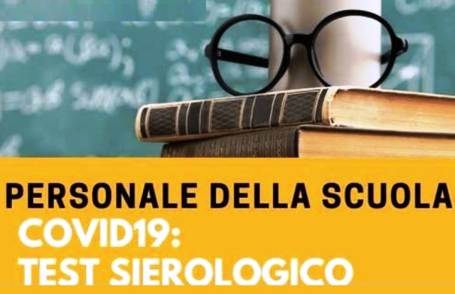 Test a personale scuole: da oggi attivi 5 punti accoglienza per screening sierologico Covid-19